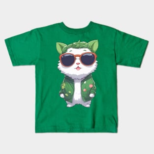 Kawaii Vegan Cat Kids T-Shirt